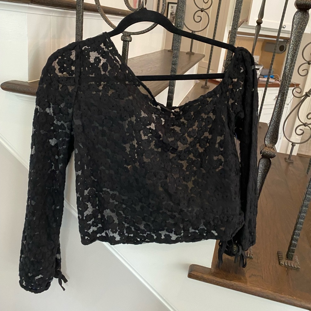 majorelle lace one shoulder top
